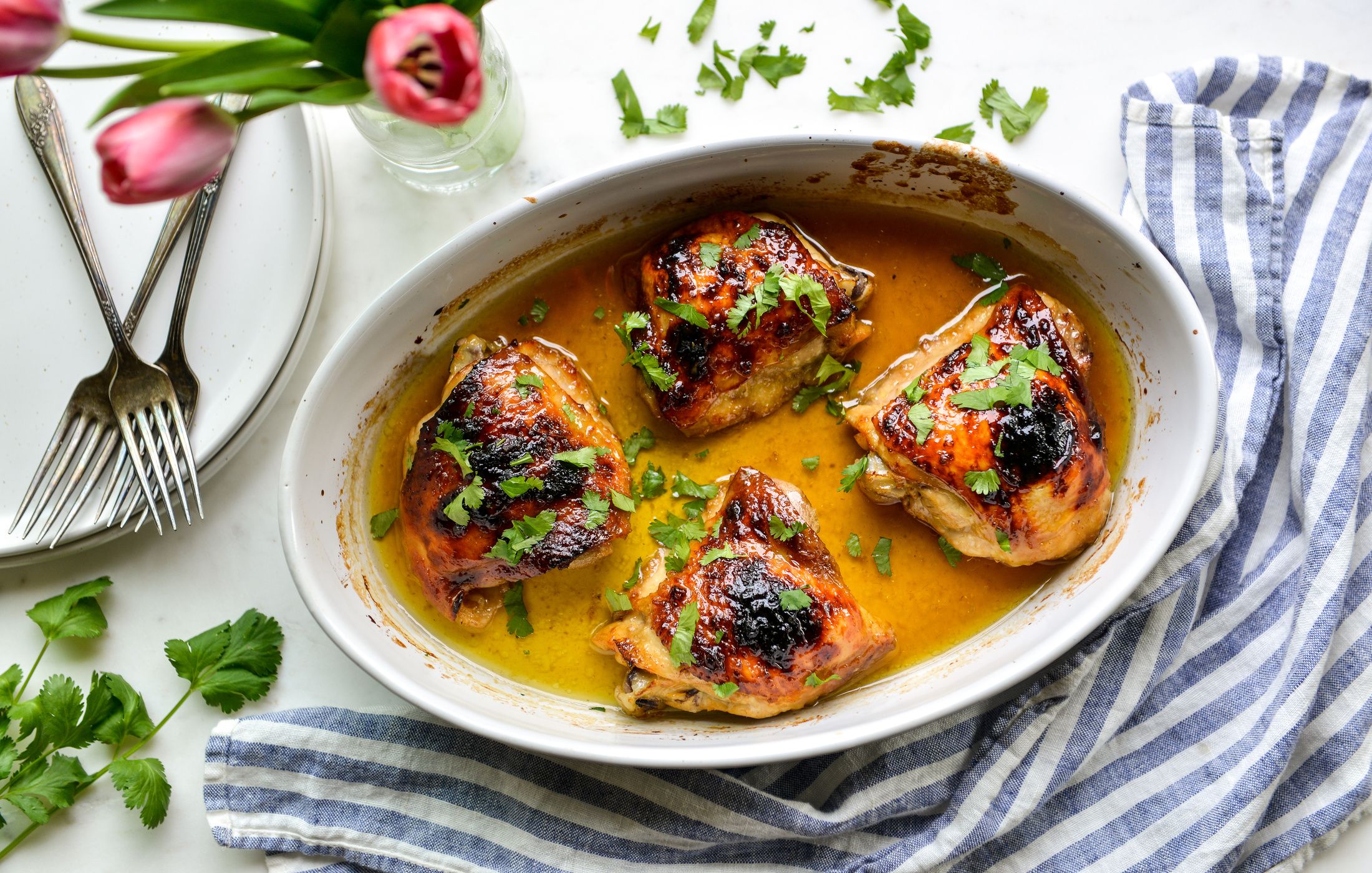 Ginger-Maple Roasted Chicken Thighs | Nourishing Meals®